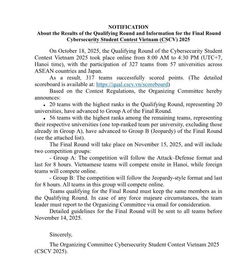 Cyber Security Student Contest Vietnam 2025 — image 1